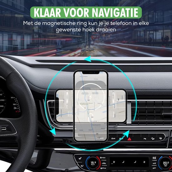 Travelhawk Magsafe Phone Holder Car - Convient à l'iPhone 11/12/13/14/15 - Chargeur sans fil - Supports de téléphone pour la voiture - Support Magsafe pour la voiture - Magnétique - Tableau de bord - Noir