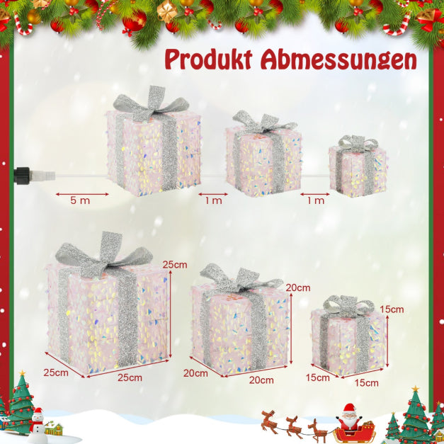 Boîtes de Noël illuminées Coast - PVC & Polyester - 5m Cordon - 25x25x25 cm