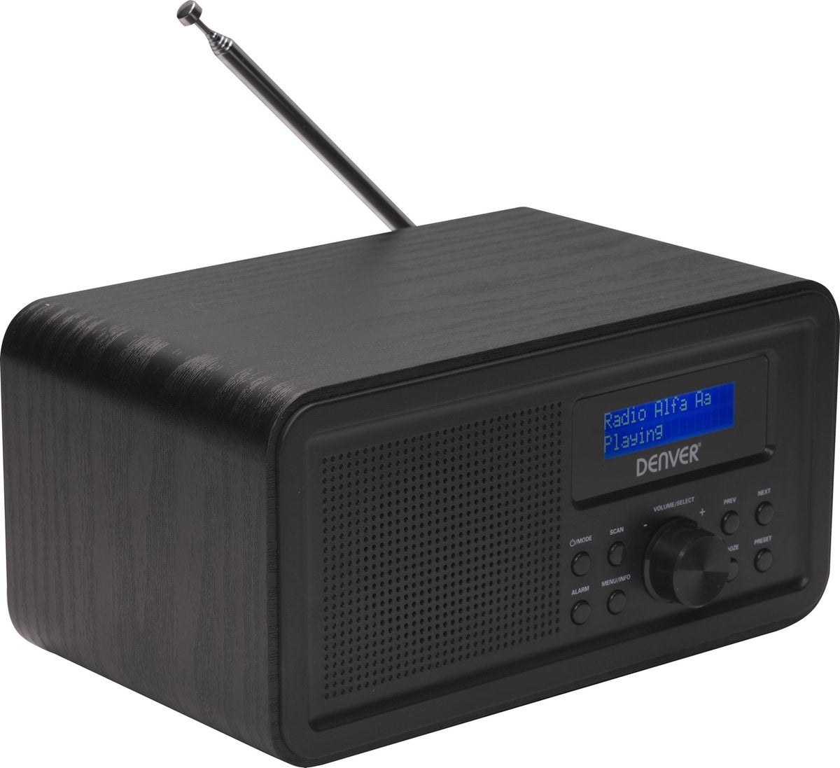Denver DAB Radio - Radio rétro - Radio FM - Radio de cuisine - Radio portable - Batteries et secteur - DAB30 - Noir