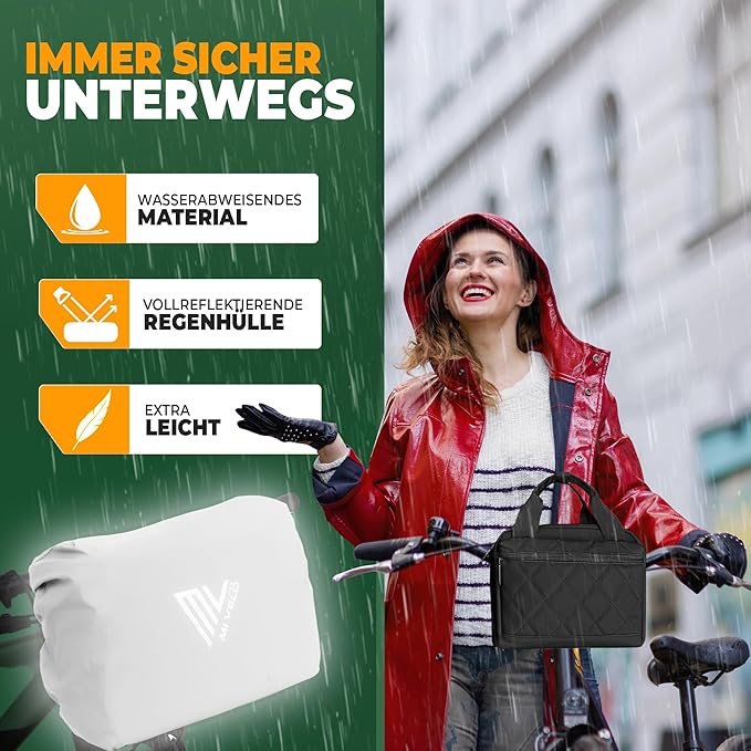 MIVELO Sacoche pour guidon - Déperlant & compatible Klickfix - 7 litres - Noir