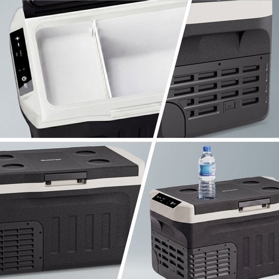 Auronic Electric Cool Box - Compresseur - 21L - 12V et 240 volts - Réfrigérateur de camping - Frigobox Car - Noir