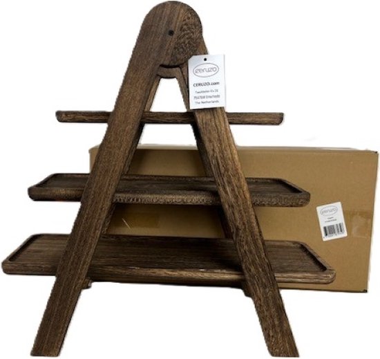 Ceruzo Etagere Plane Wood - 3 Layers - Height 42 cm - Lightweight - Serving Tower - Serving Board - High Tea