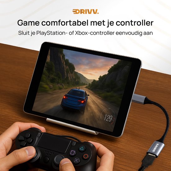 Drivv. Adaptateur USB-C vers USB-A OTG - Convertisseur USB-C vers USB - Adaptateur USB-C - Ordinateur portable - Téléphone - Gris