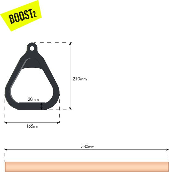 Trapèze BOOST2 avec anneaux en plastique noir et cordes en PP