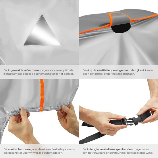 tectake® Car Cover - Voile de voiture extérieure - Protection contre la grêle - Couverture imperméable avec 3 sangles ajustables - Respirante - Housse de protection de voiture avec sac de rangement - Compatible avec de nombreux modèles - Taille (LxLxH) 52