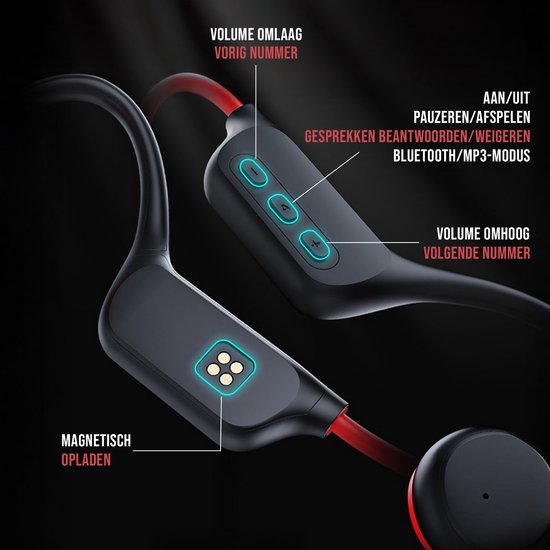 Tech Essentials Hydro X10 - Ecouteurs de sport - Sans fil - Oreille ouverte - IPX8 - 32GB - Ecouteurs à conduction osseuse - Ecouteurs - Course - Bluetooth