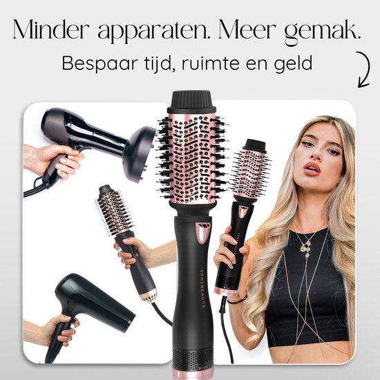 Brosse coiffante 4 en 1 - Sansbeauté® - Brosse soufflante - Diffuseur inclus - Brosse sèche-cheveux – Fer à boucler – Brosse chauffante