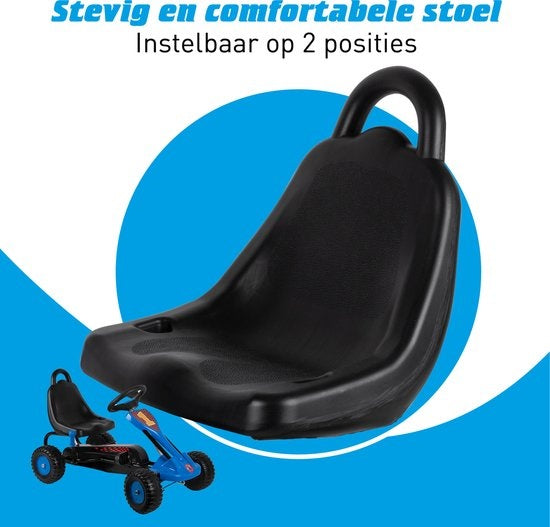 Kart - Acier - Réglable - Frein à main - Max 35 Kilo - 3-4 ans - Bleu/Noir