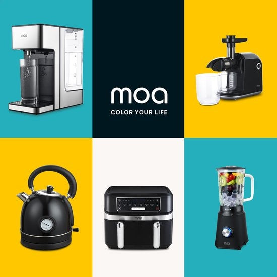 MOA Bouilloire Retro - 2200 watts - 1,8 litres - acier inoxydable - sans BPA - électrique - noir - EK3TB