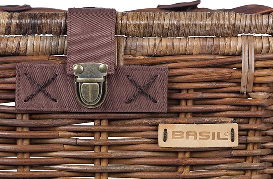 Basil Denton Bicycle Basket S - Frontal - Rotin - Marron - Petit