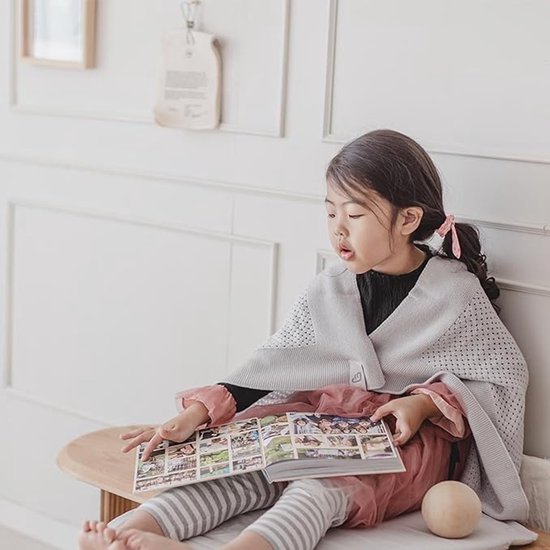 Couverture JetKids by Stokke en laine mérinos, gris galet - S'adapte au couvercle du BedBox pour garder votre enfant au chaud pendant le voyage - Lavable en machine