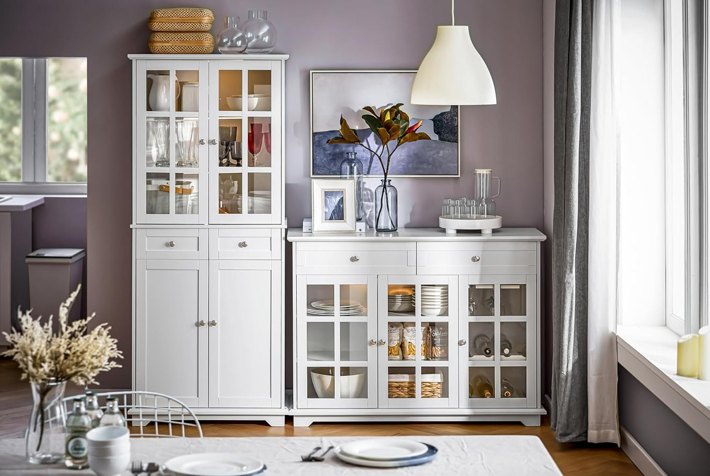 SoBuy Armoire de cuisine - FSB76-W - MDF - Max. 100kg - 75x40x175cm - Blanc