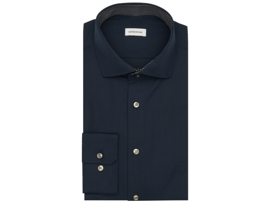 Seidensticker Business Shirt - Taille 44 - Navy-665 - Col Kent étalé - Non-Iron - Slim Fit ou Regular Fit - Luxe Cotton