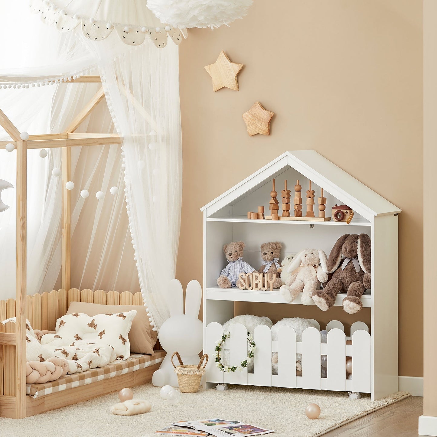 SoBuy Bibliothèque pour enfants - Max. 25 kg - 91 x 30 x 114 cm - Blanc