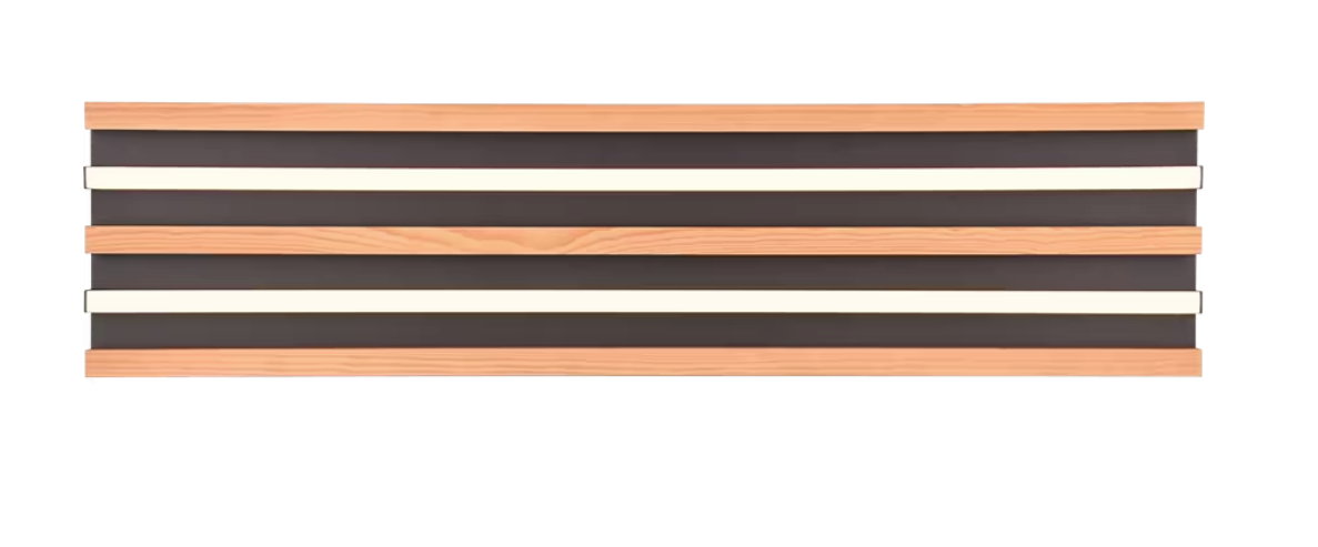 Trio - Fontana - Plafonnier LED - 80 x 20 x 6 cm - 27W - 3 niveaux de gradation & 3000K - Noir/Bois