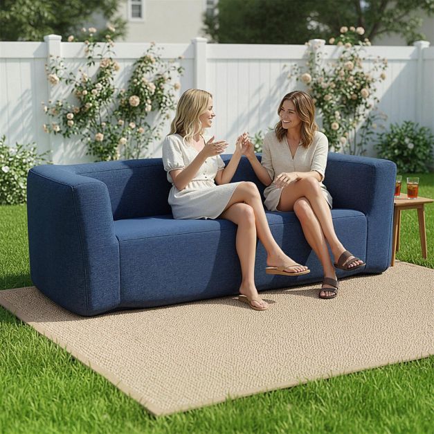 Coast Air Bench Blue - Banc gonflable pour 2 personnes avec housse amovible et accoudoirs larges - 184 x 79 x 67 cm