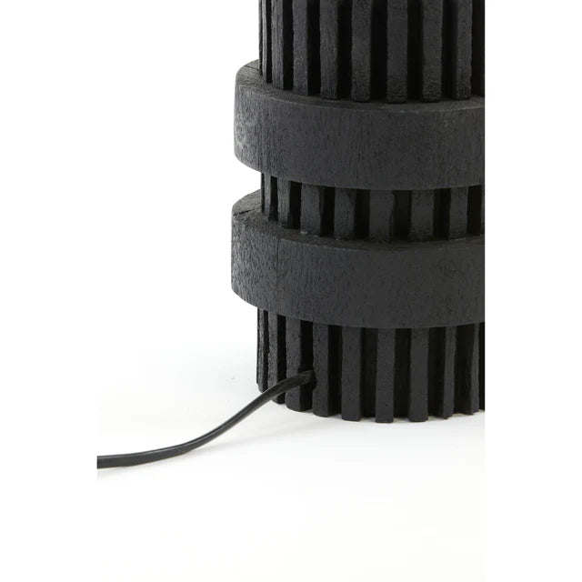 Pied de lampe Light & Living Sakura – 15 x 15 x 30 cm – Pied de lampe de table robuste en bois – Noir mat – Pour ampoule E27 – Base au design épuré pour votre lampe de table
