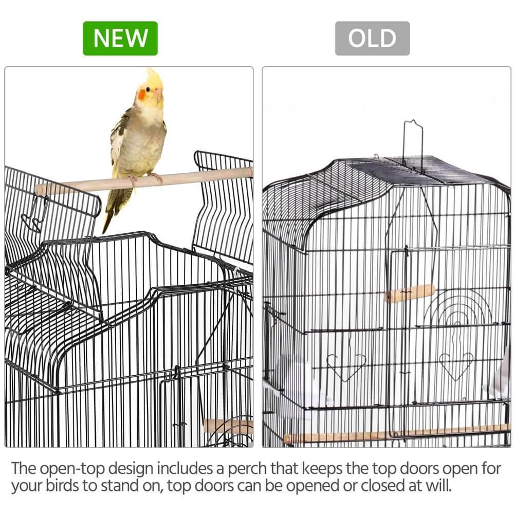 Grande cage à oiseaux Yaheetech avec support - 92 x 46 x 35,3 cm - Espacement des barreaux : 1 cm