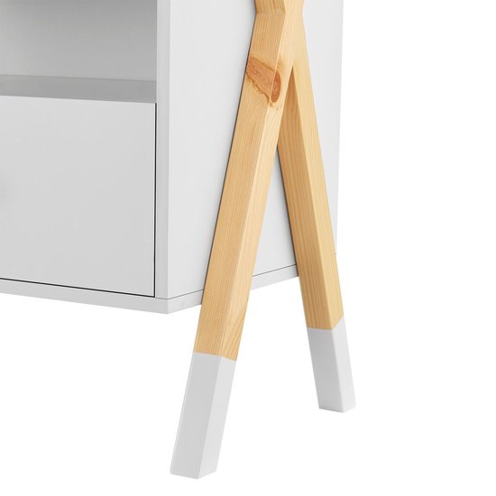 Chevet en bois / Chevet d'enfant Jamie - Blanc / Couleur bois - 1 tiroir