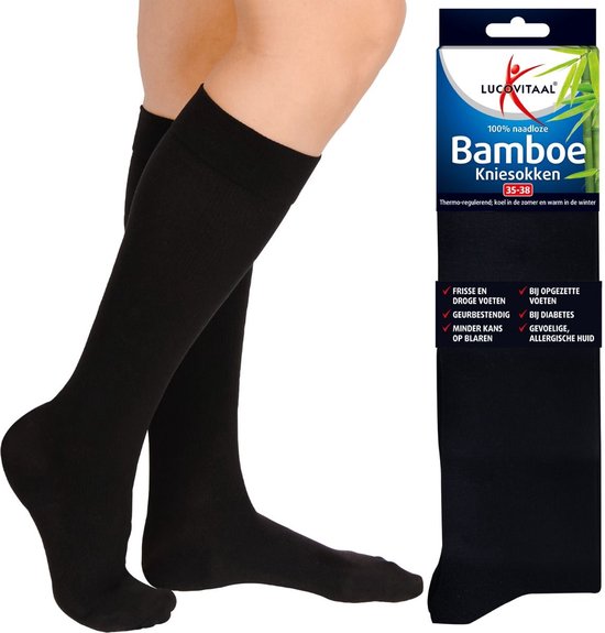 Chaussettes courtes en bambou Lucovitaal, noires, taille 43-46