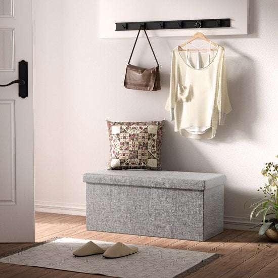 Banc de rangement Casaria - 80x40x40cm Cuir synthétique pliable 100L - Gris