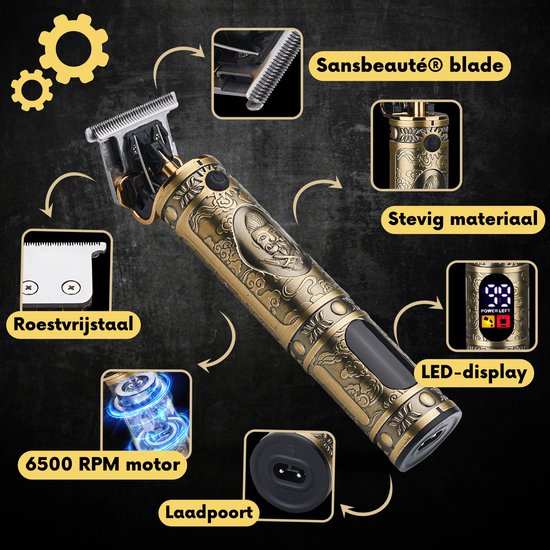 Tondeuse à cheveux professionnelle en T sans fil - Sansbeauté® Buddha Trimmer - Tondeuse à barbe - Tondeuse à cheveux pour hommes - Cheveux - Tondeuse à cheveux - Machine à cheveux pour coiffeurs - Tondeuses à cheveux - Barber Hair Clipper - Hairdresser's