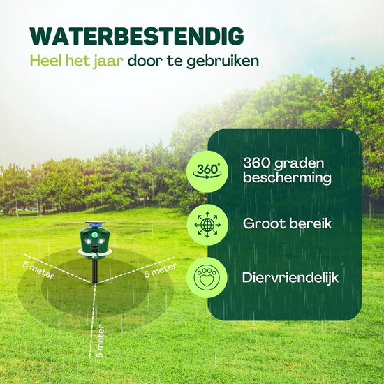 Répulsif Vulpes Goods® - Répulsif à ultrasons pour chats alimenté par énergie solaire - Effraie les chats - Répulsif pour martres - Répulsif pour animaux - Étanche et protection à 360° - Répulsif pour animaux nuisibles - Version PRO