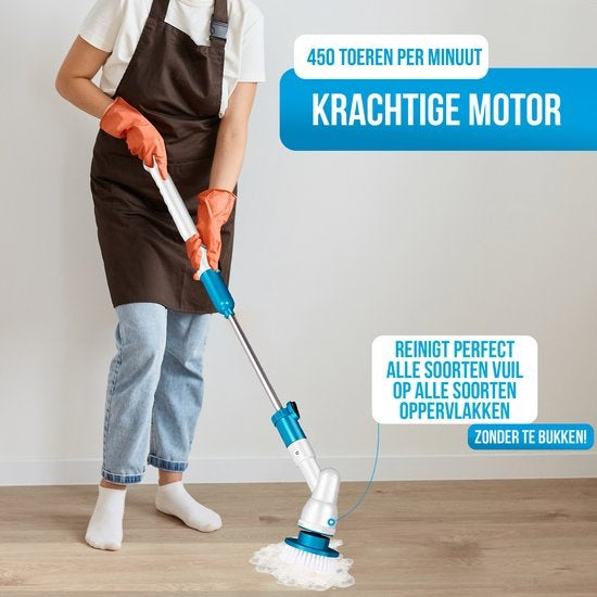 Brosse à récurer électrique Strex - Sans fil - 3 accessoires - Manche télescopique