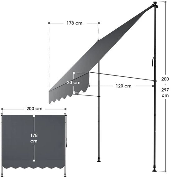 Store à pince Kapstadt - 200x120 cm - Gris