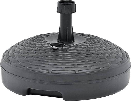 Pied de parasol aspect rotin - rond - gris anthracite - D45 cm - 20 litres - plastique - remplissable