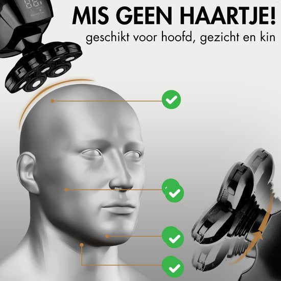 Rasoir 6-en-1 pour hommes + tête de rasage supplémentaire - Tondeuse - Tronçonneuse - Sansbeauté® Skull Sharp PRO - Wet & Dry - Rasage du visage et de la tête - Rasage de la tête - Chargement sans fil - Accessoires