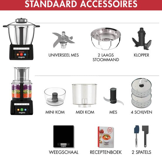 Robot de cuisine à induction Magimix Cook Expert - Robot de cuisine avec 12 programmes - Rouge