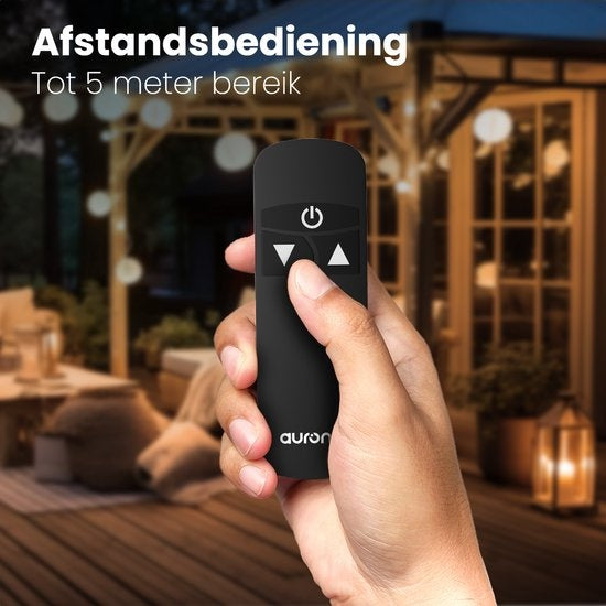 Chauffage de terrasse Auronic - Électrique - 2000W - Télécommande - 2 niveaux - IP55 - Noir