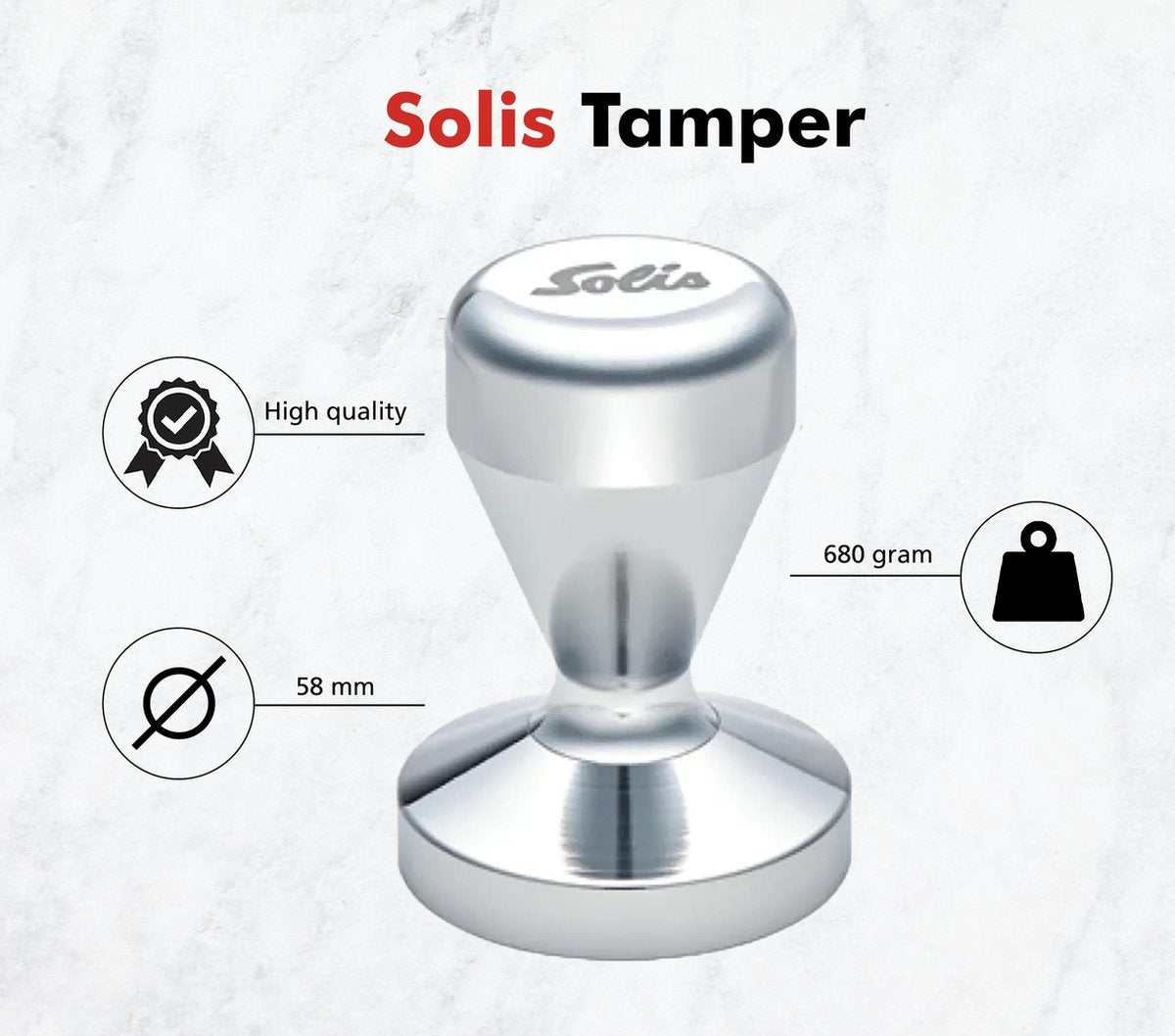 Solis Tamper 58 mm - Convient aux filtres portatifs de 58 mm