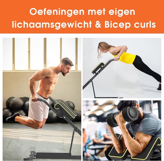 DH FitLife 5-in-1 Chaise romaine en hyperextension pour l'entraînement des abdominaux et des lombaires, réglable jusqu'à 150 kg, banc multifonction pour les curls et les haltères