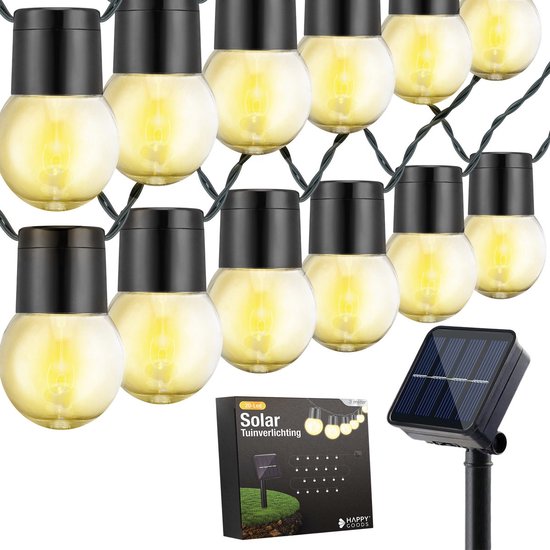 Happy Goods Solar Garden Lights - 20 LED Outdoor Light String - 3 m Illuminated + 2 m Cord - Outdoor Lighting Light Garland - Lighting Chains