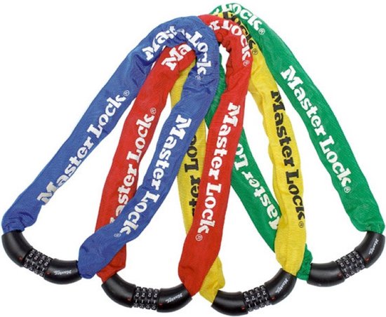 Chaîne en acier de 90 cm x Ø 8 mm avec combinaison à 4 chiffres réglable, boucle en nylon