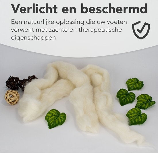 Saaf Antidruk Wol - 100 Gram - Wandel, Hardloop, Fiets Wol voor Voeten - Voetwol - 100% Merino Wol