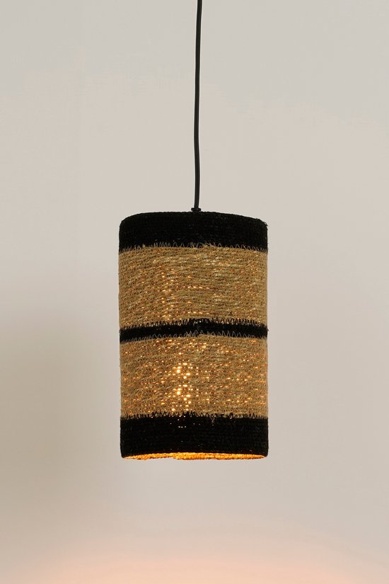 Mica Decorations Lampe pendante Jinx - H30 x Ø15 cm - Jute - Noir