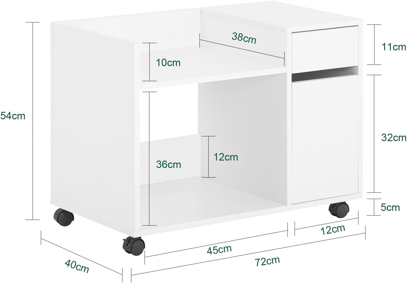 SoBuy Armoire de bureau - ASK02-W - MDF et panneaux de particules - Max. 50kg. - 72x40x54cm - Blanc