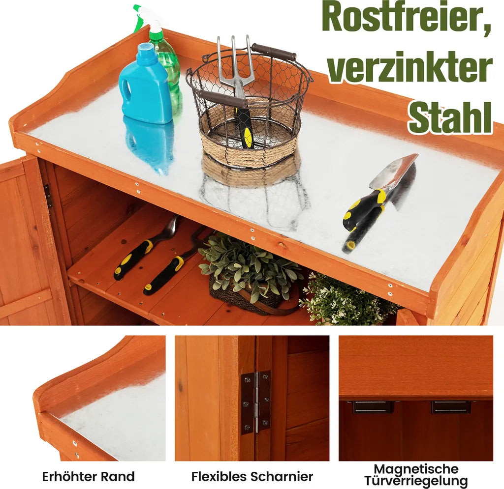 Armoire de rangement Coast - Bois - Déplaçable - Étagères - Roulettes - Jardin - Marron