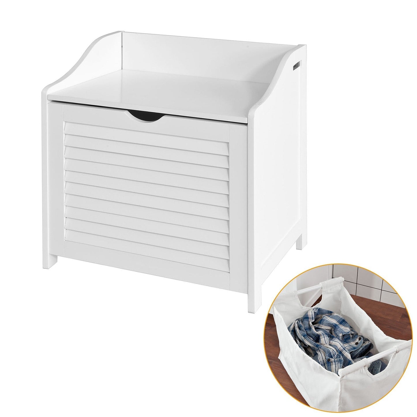 SoBuy Panier à linge avec couvercle - 50 x 35 x53 cm - Blanc