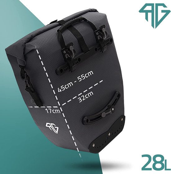 RADGEIST Sacoche pour porte-bagages, vélo, sac à bagages, sac à bandoulière, étanche, 25 l, noir
