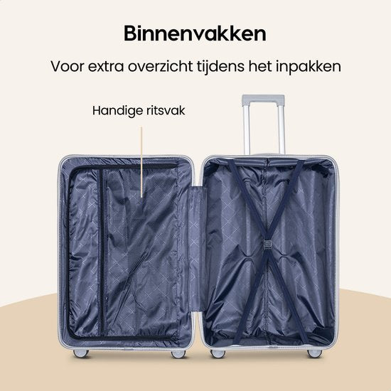 SKYCASES Urban Adventurer - Valise de voyage moyenne - Verrouillage par numéro - 44x27x66cm - 78L - Valise de voyage avec verrouillage de valise - Roues pivotantes - Gris clair