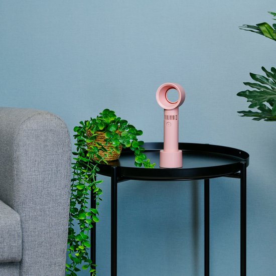 Mini ventilateur sans pales Lifetime Air, 3 vitesses – Ventilateur de bureau rechargeable par USB – Ventilateur de table portable – Mini ventilateur de voyage – Ventilateur sur pied compact – Rose