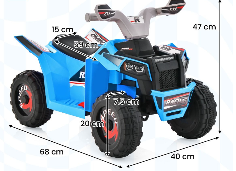 Quad Coast pour enfants - électrique - Max. 30 kg - Bleu