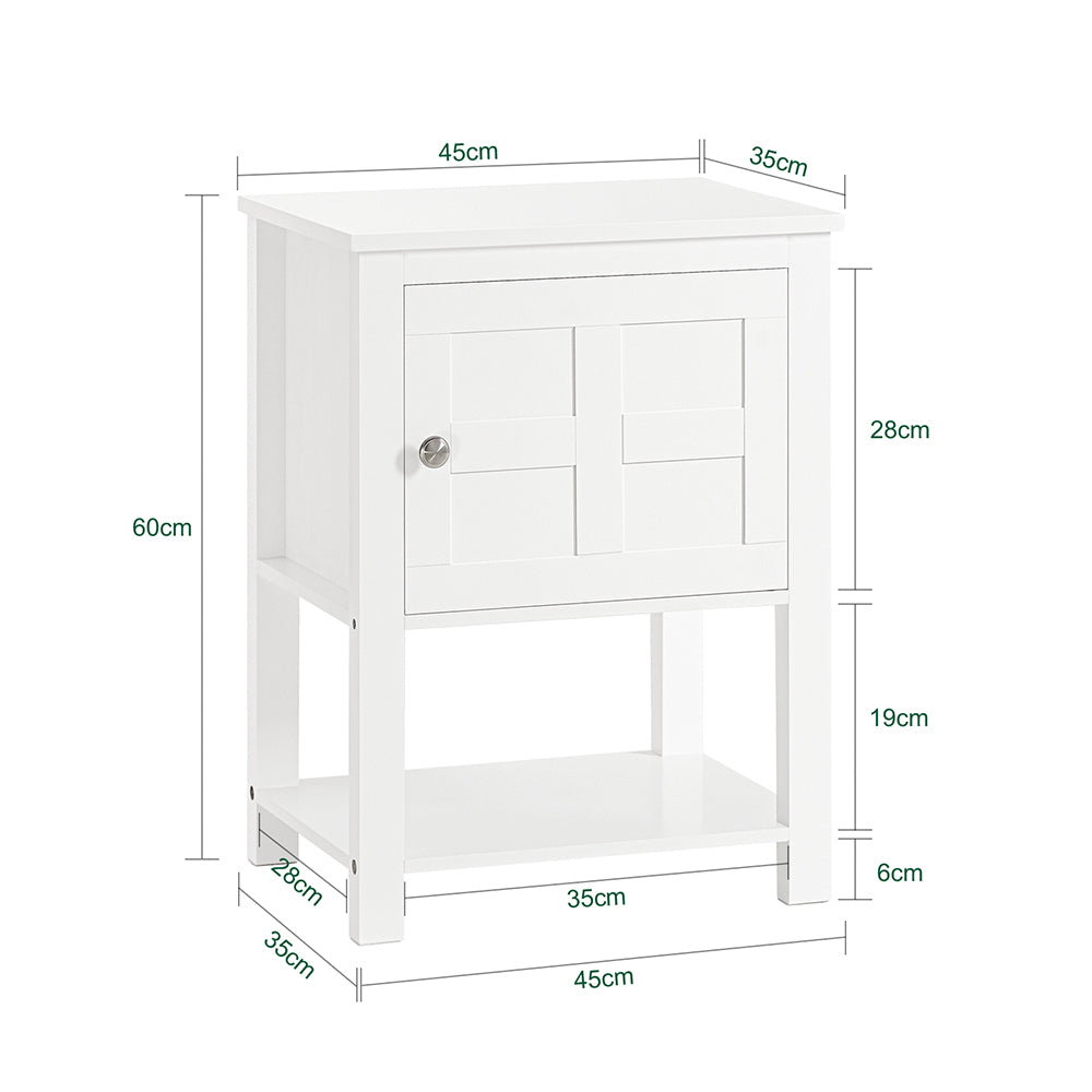 SoBuy FBT113-W Table de nuit Boxspring Bed Sofa Table Side Table Narrow Phone Table Nightstand with 1 Door Nightstand White