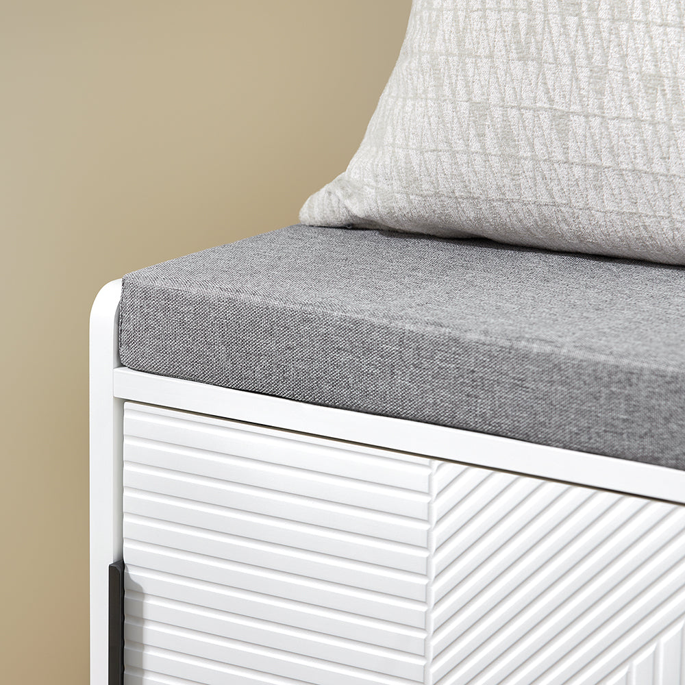 SoBuy FSR187-W Banc de rangement et banc à chaussures avec coussin rembourré, 110x35x51 cm, blanc