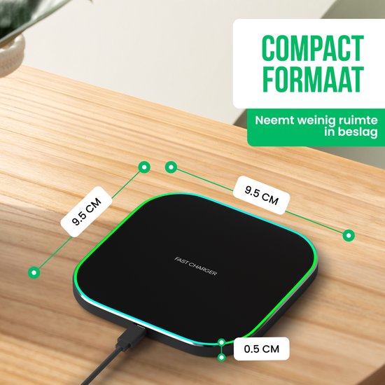 Strex Wireless Charger 15W - Câble inclus - QI Fast Charger - Chargeur sans fil - Chargeur rapide - Indication LED