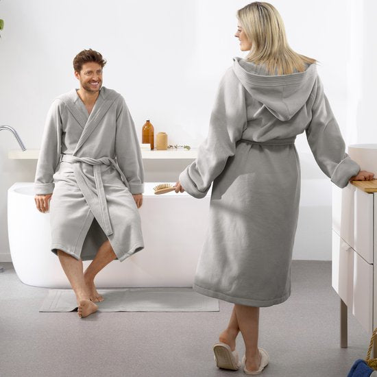 Moodit Peignoir Reese, Silver - L - Unisex - Coton/Polyester